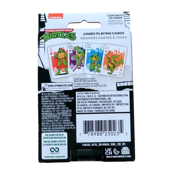 TMNT Teenage Mutant Ninja Turtles Jumbo 54 Playing Cards 2022 Nickelodeon - Picture 2 of 3